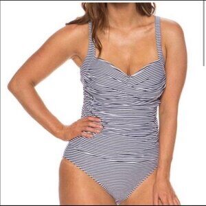 Revolve Bond-eye Australia Black White Striped One Piece Bathing Suit
